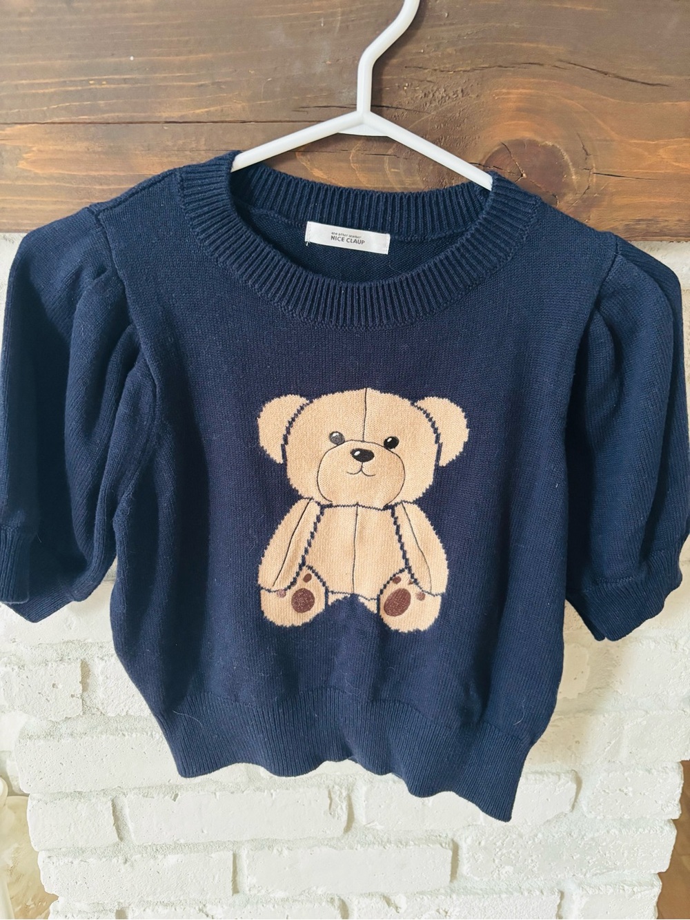 Navy Teddy Bear Knit Sweater